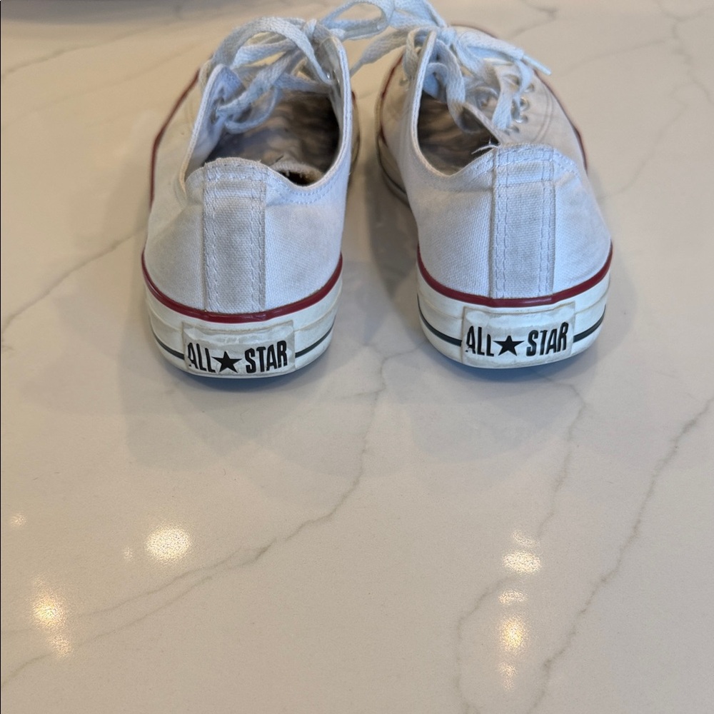 Converse White Low Top Sneakers with Red Trim - Picture 3 of 4